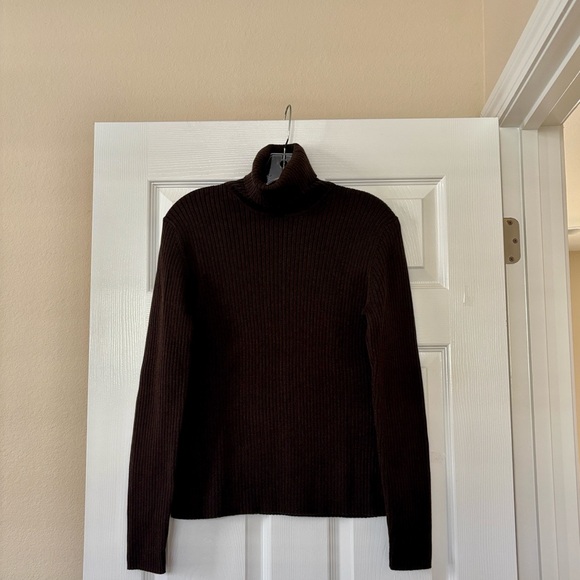 The Limited Ribbed Dark Brown Turtleneck Sweater- 100% Cotton - Picture 6 of 15